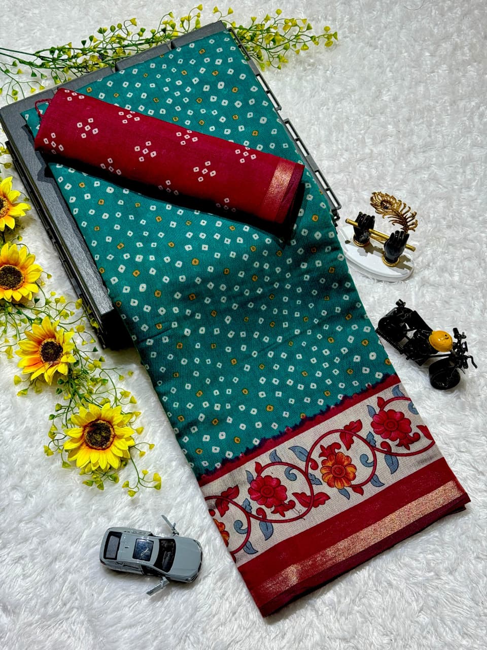Mul Cotton Saree with Uniform Design and Matching Blouse